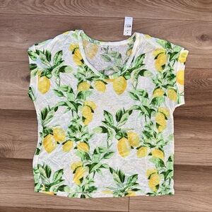 NWT - LOFT Linen Lemon Slouchy Tee